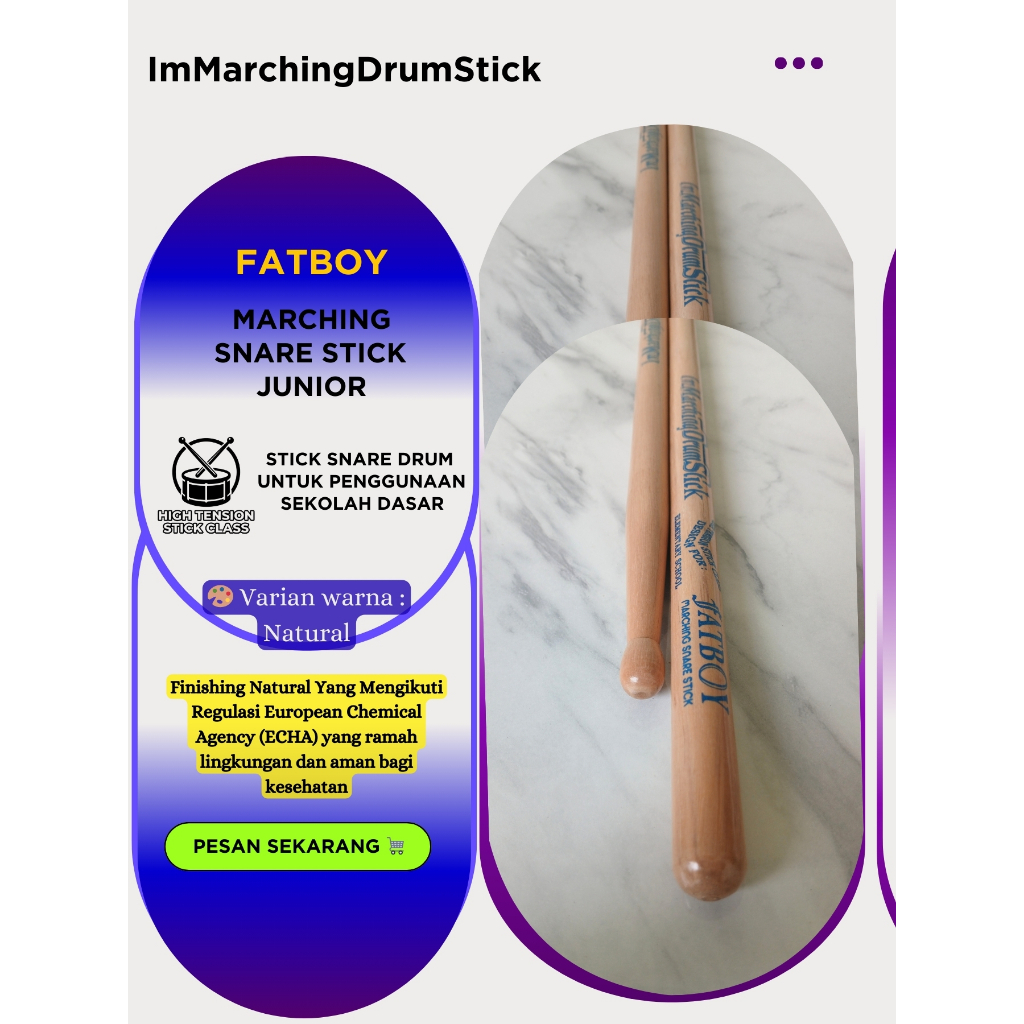 Stick Snare Drum Band Tingkat SD Fatboy Marching Snare Stick