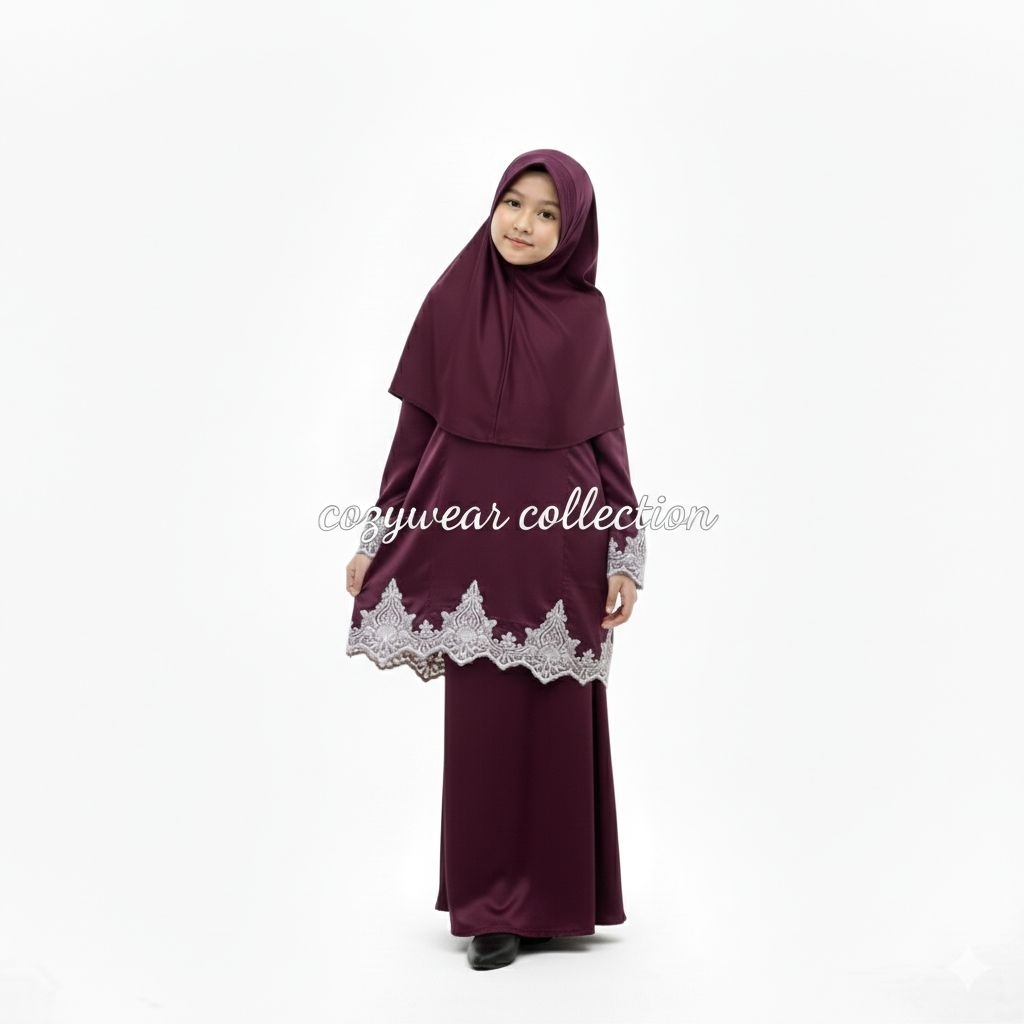 TERBARU MELISA set kurung Melayu anak perempuan variasi brokat, baju sekolah, baju Koko anak