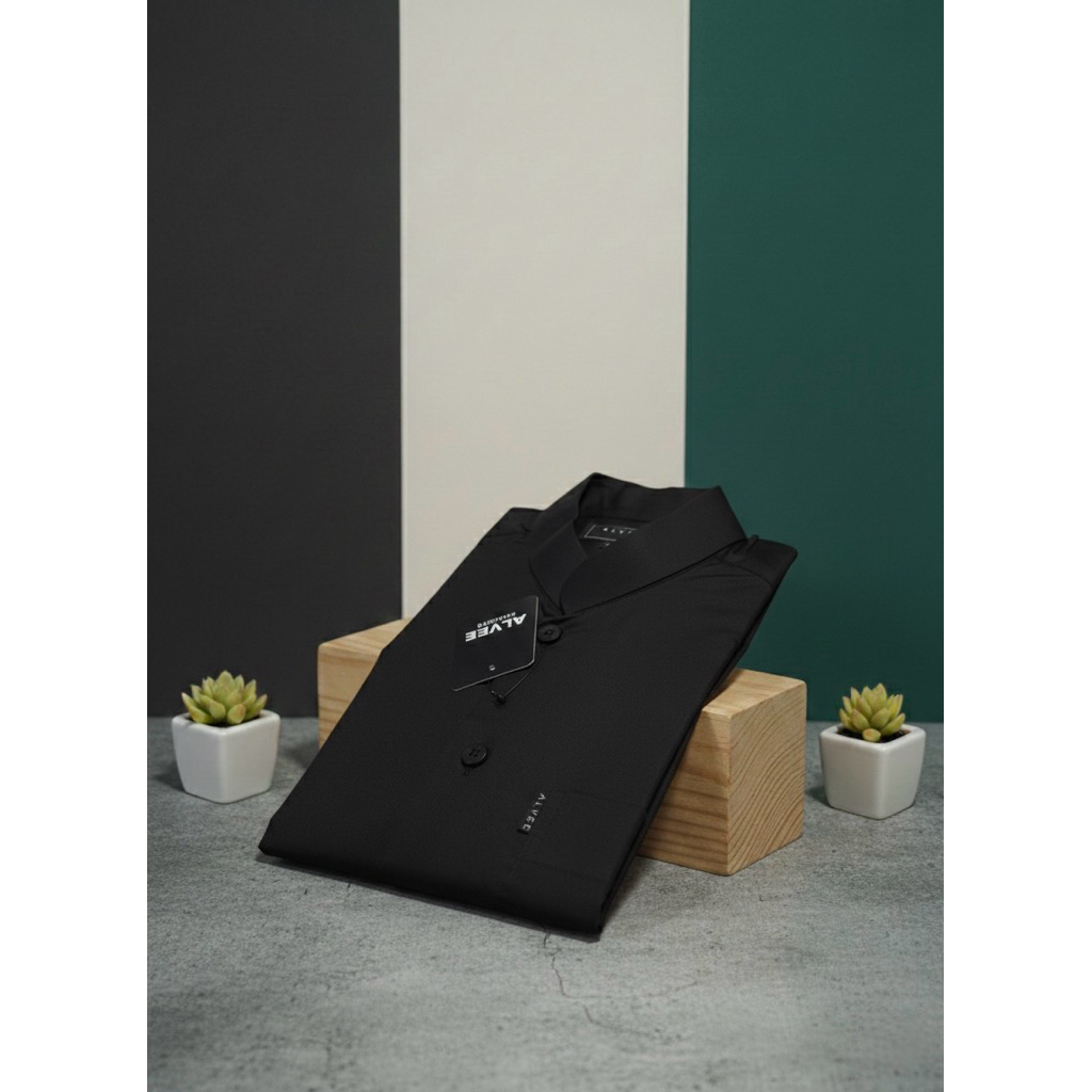 Baju Koko ALVEE Original 100% Lengan Panjang Polos Bahan Katun Spun Saudi Premium - Koko Salaf Habai