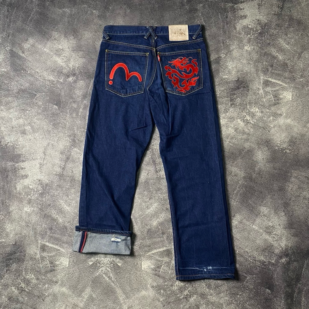 Celana Pants Evisu Selvedge Denim Red Dragon Second Original