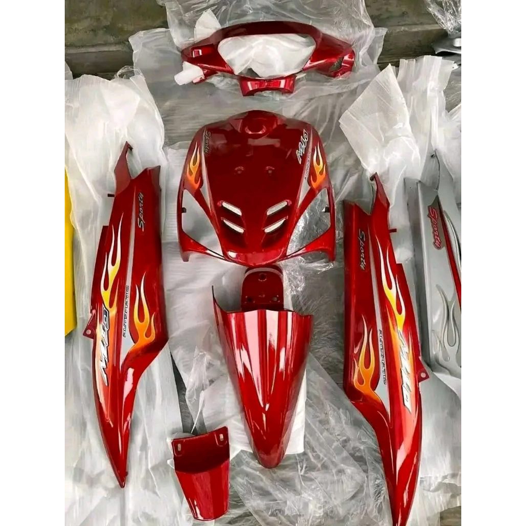 fullbody+bonus striping (warna merah maroon) Mio sporty tahun 2004-2007 barang baru 100% cat duco