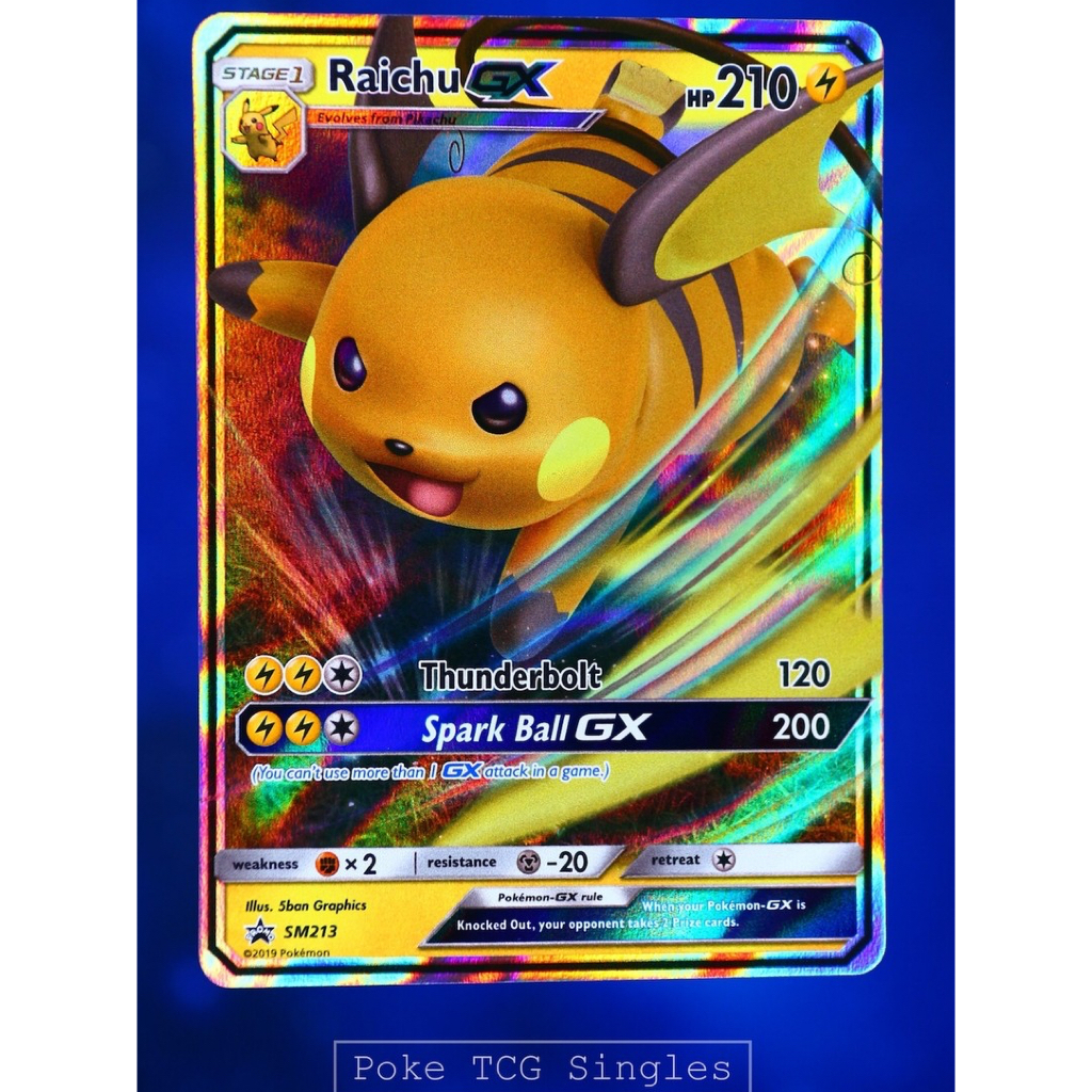 English Raichu GX Promo Sun & Moon 213 - Kartu Pokemon TCG ENG