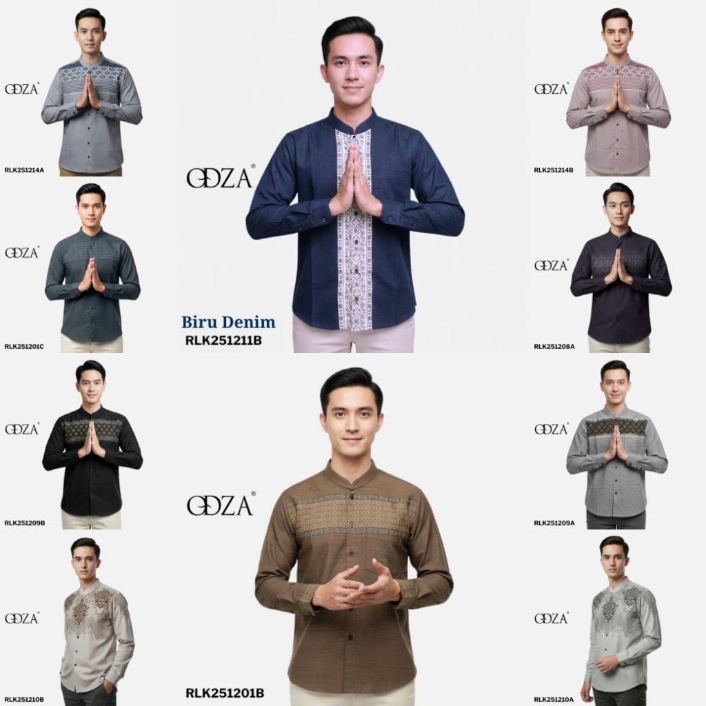 Kemeja Koko Pria Lengan Panjang / Baju Muslim Pria dusty sage / soft lilac / cream /pastel