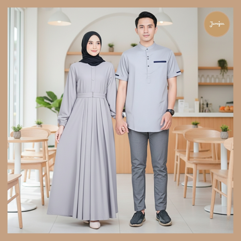 Gamis Couple Pasangan Muslim Kekinian Idaman Abu by Juragan Baju Muslim