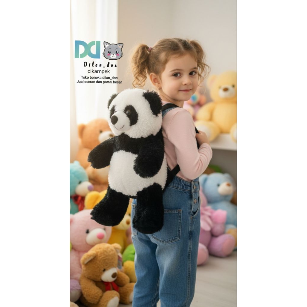 Tas Boneka teddy bear Hitam putih Karakter Teddy bear