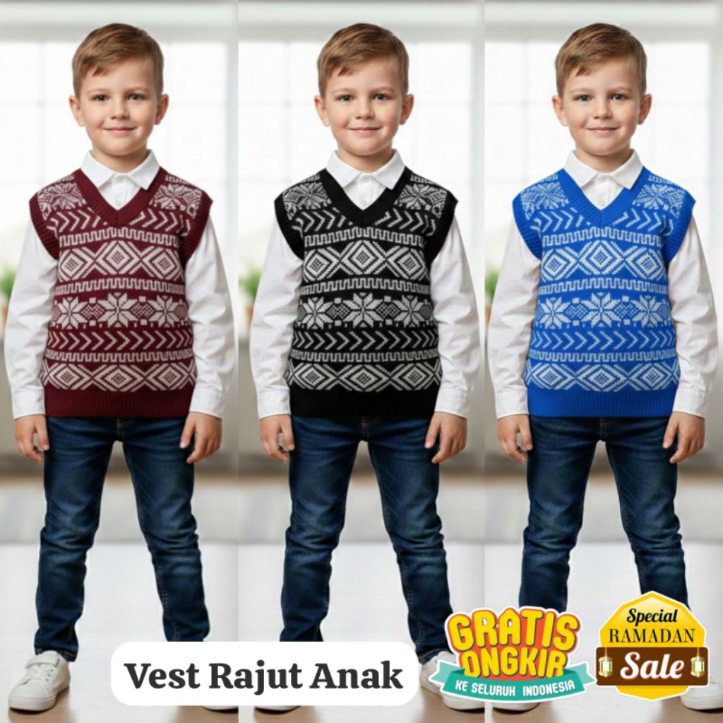TERMURAH VEST RAJUT ANAK LAKI-LAKI USIA 1-8 TAHUN RAJUT PREMIUM