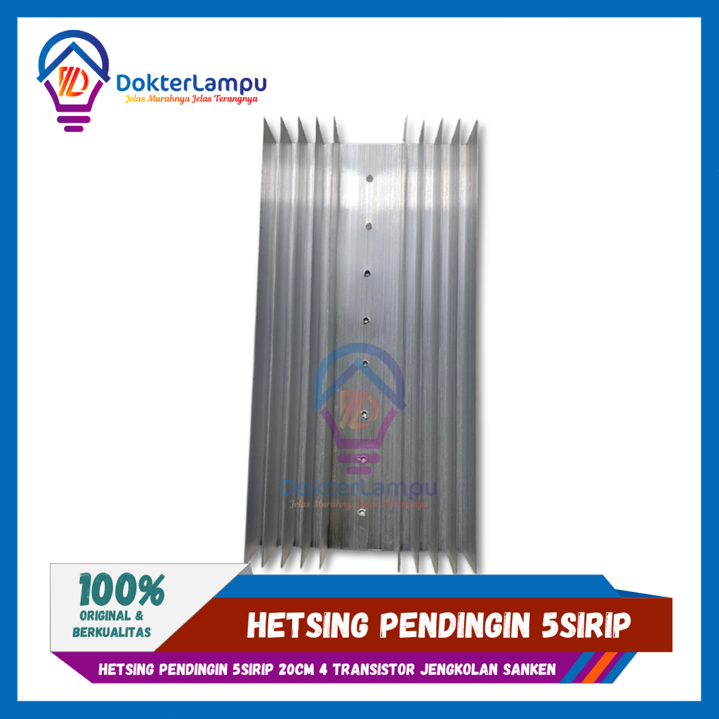 heatsink hetsing pendingin 5sirip 20cm 4 transistor jengkolan sanken