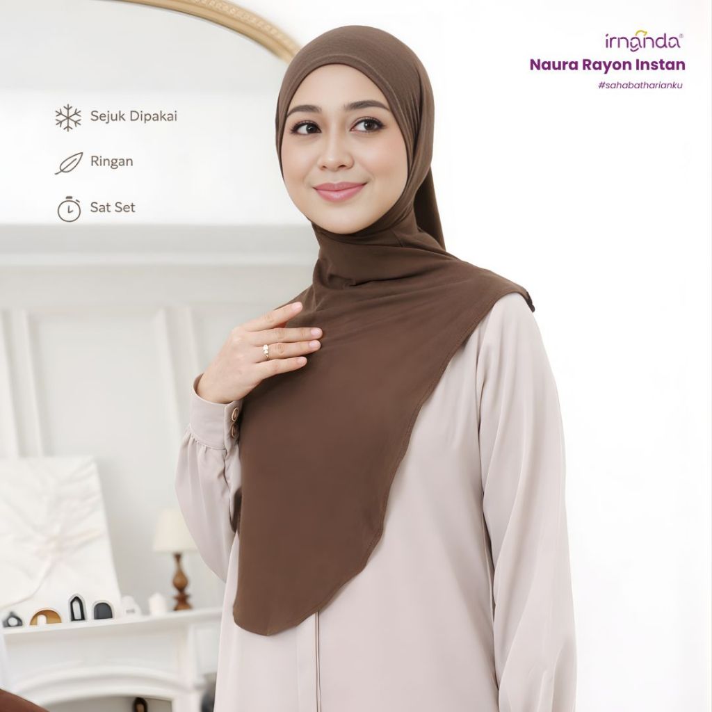 Irnanda Hijab - Naura Bergo Instan Malay Rayon Lembut Adem