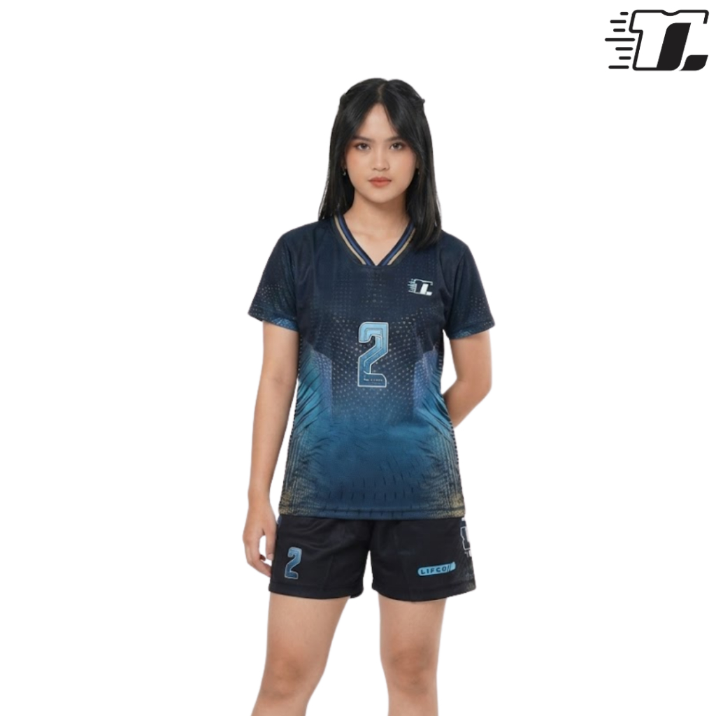 Lifco Jersey Dan Celana Voli Cewek Premium  Full Printing Greeta Tosca Gold Series (Dijual Secara Te