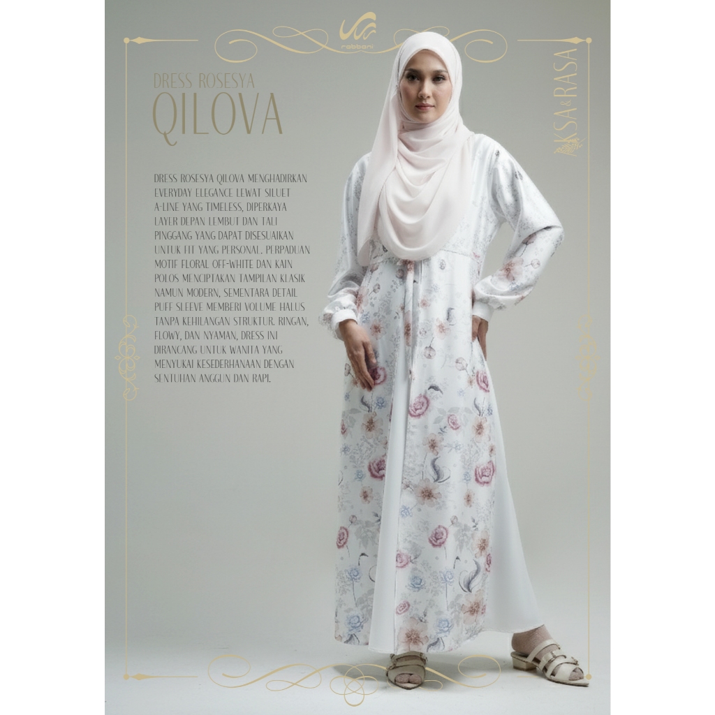 GAMIS ROSESYA QILOVA MOTIF FLORAL RABBANI ORI