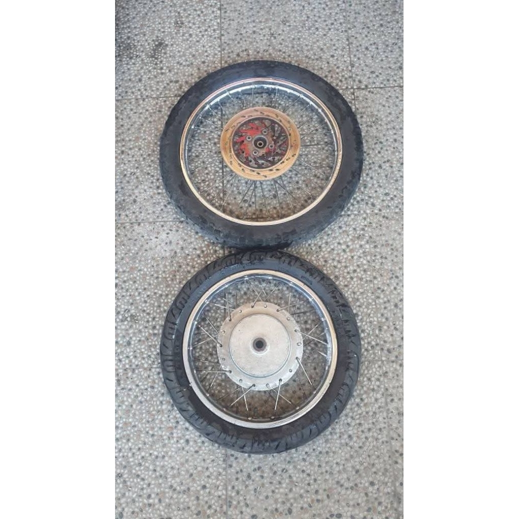 Velg jari set tromol bonus piringan cakram original Suzuki spin ring 14. As kecil gigi 18