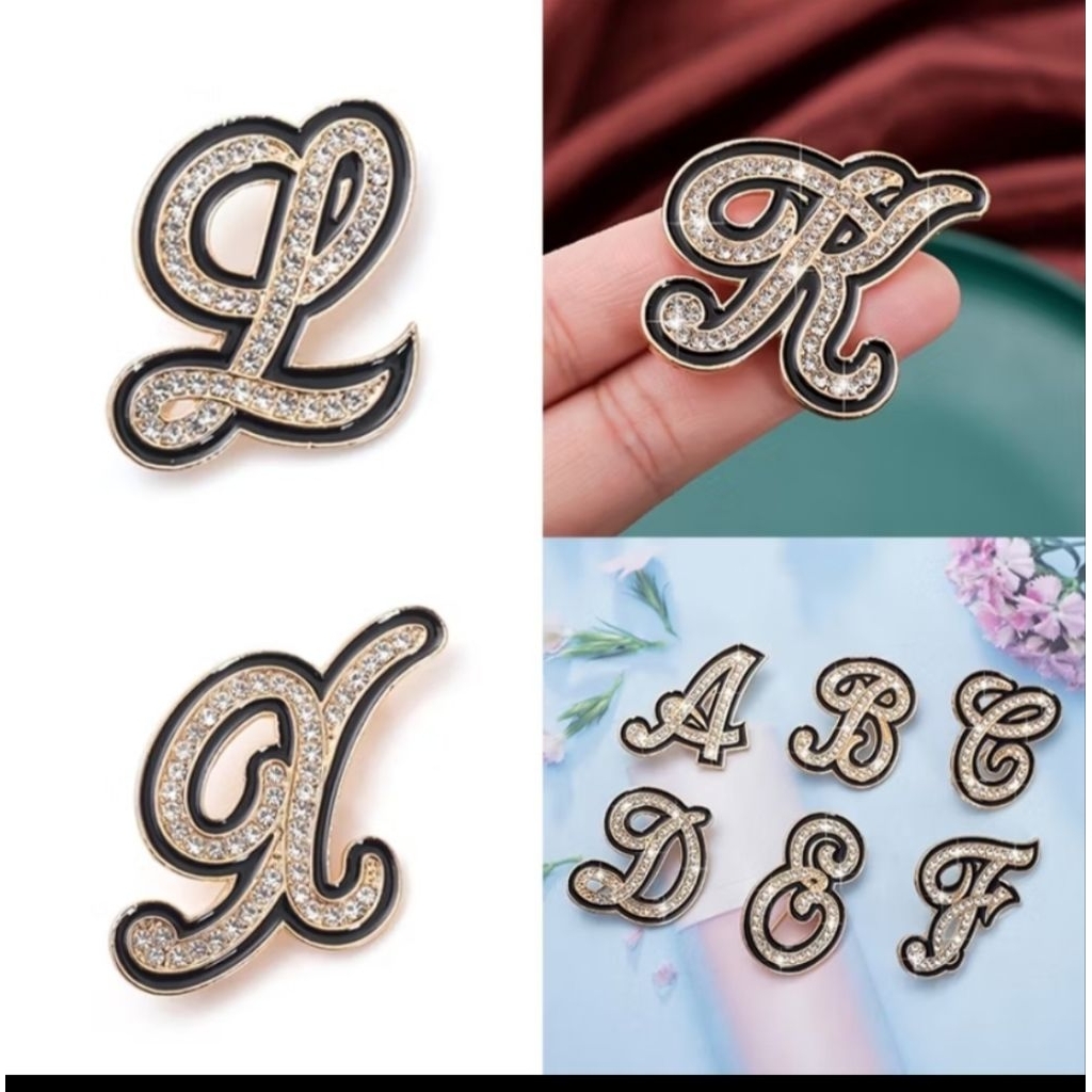 Bros inisial nama /Bros huruf / Pin inisial blazer