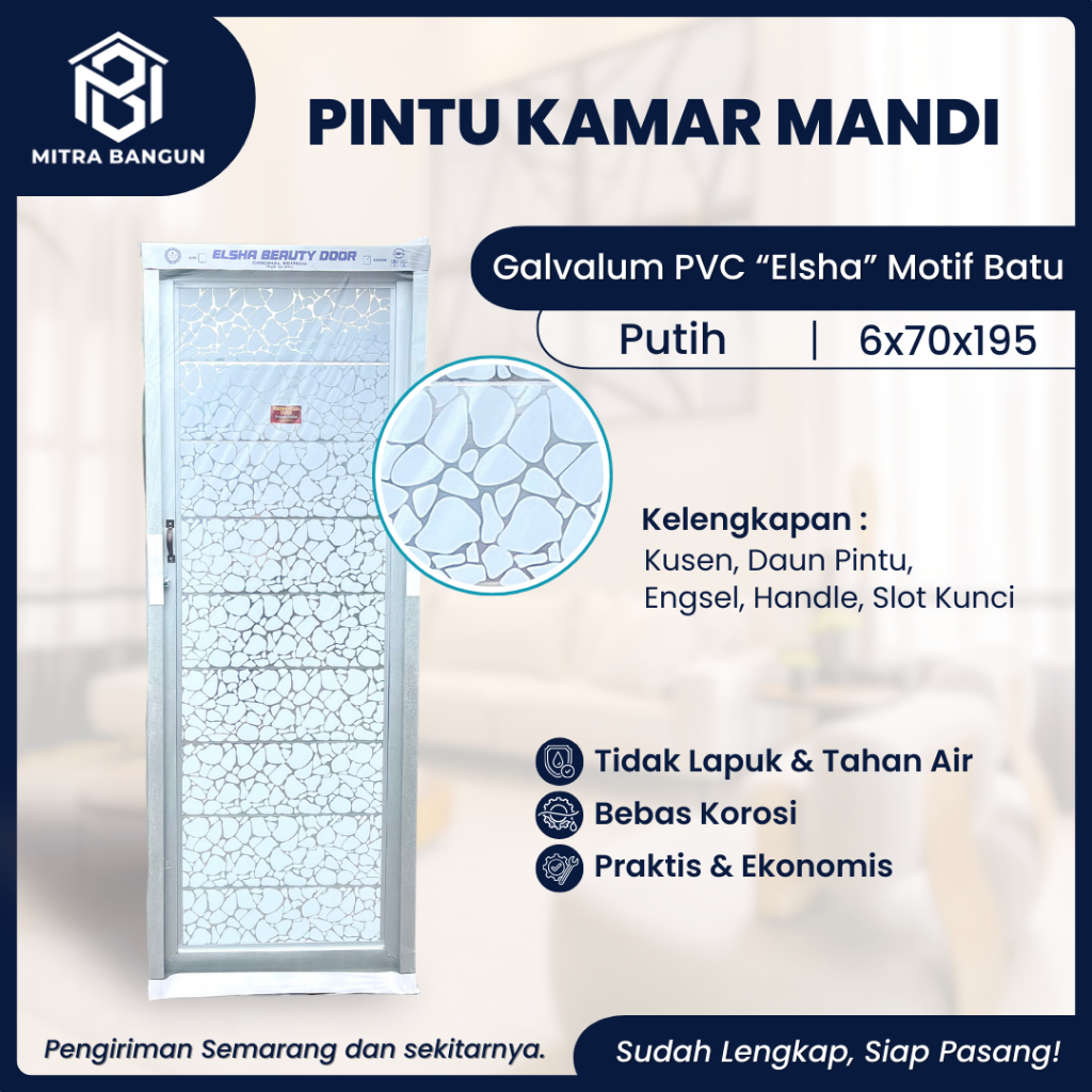 Pintu Kamar Mandi Galvalum PVC Bahan Tebal Premium (kirim SELURUH INDONESIA)