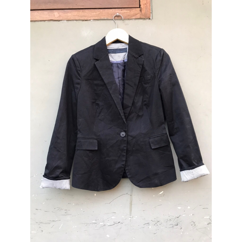 preloved zara original-preoved blazer hitam zara-pl blazer-blazer hitam second-blazer hitam-blazer w