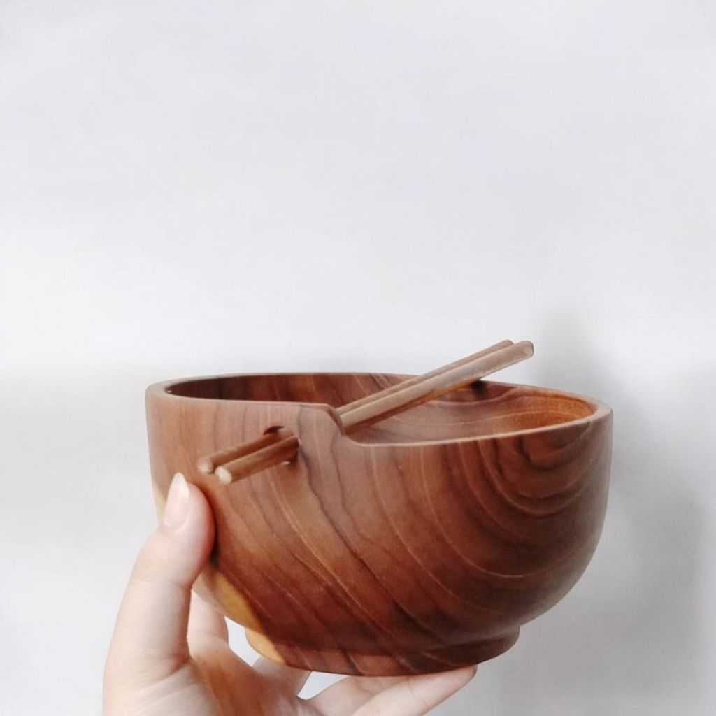 Mangkok Ramen Kayu Jati | Mangkok Mie | Wooden Bowl