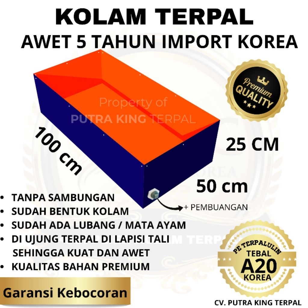 Kolam Terpal Ikan Kotak 100x50x25 - 50x100x25 Terpal Kolam Terpal Ikan Kotak Kecil