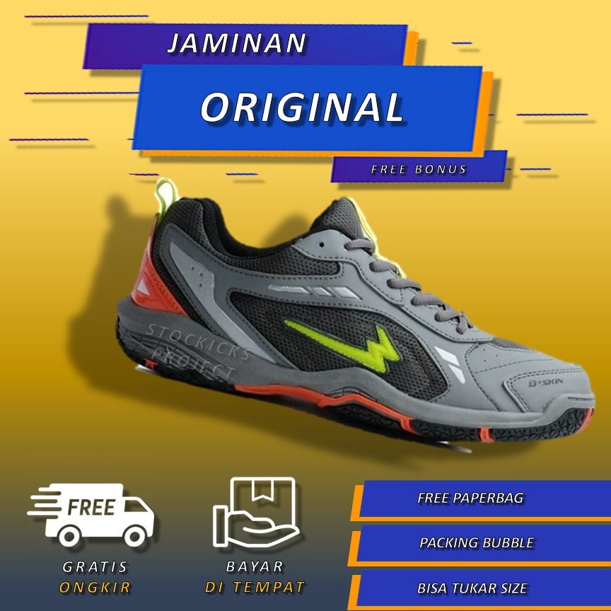 Sepatu Badminton Eagle Ultracourt Abu Abu Hitam Shoes Olahraga Bulutangkis Pria Wanita