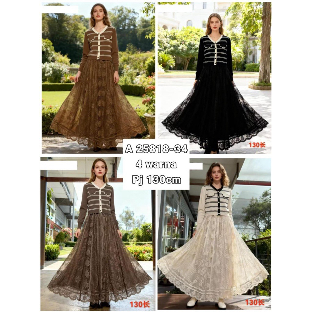 Gamis rajut mix brukat / gamis premium / gamis women premium terbaru / gamis rajut premium