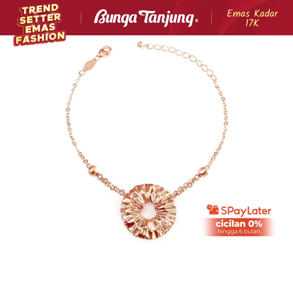 GELANG KOIN PLAT SHIMMER - EMAS 17K - BUNGA TANJUNG GOLD