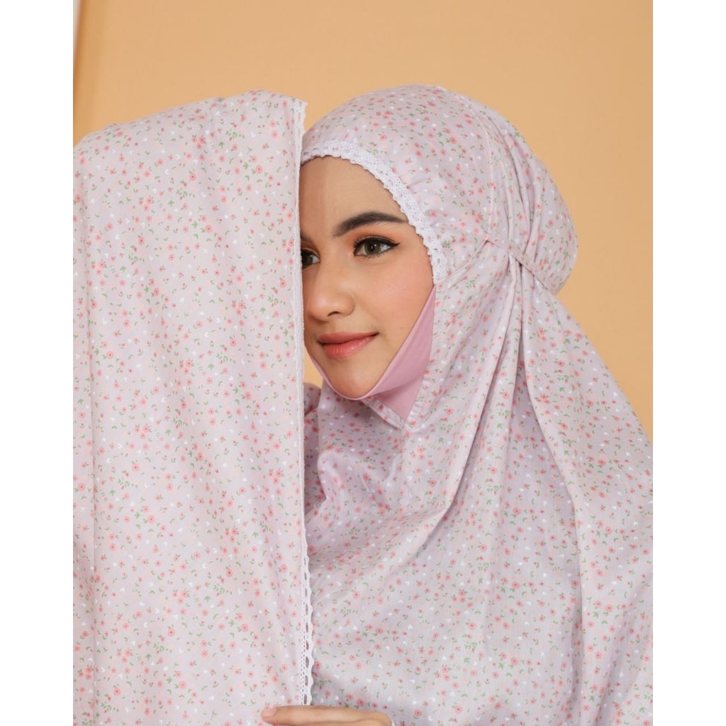 mukena katun Jepang. zlanamira Signature ditsy dustypink