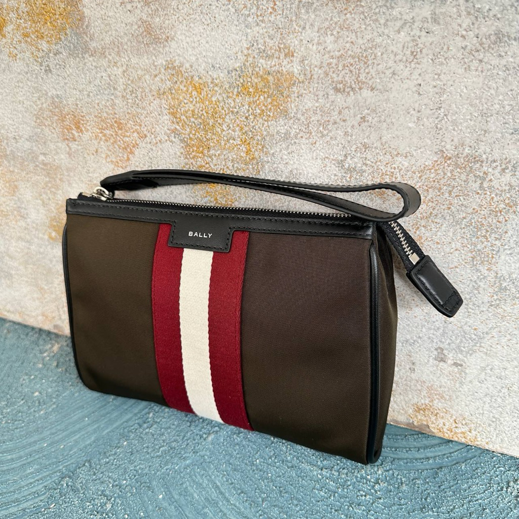 BALLY CODE POUCH GREEN NYLON