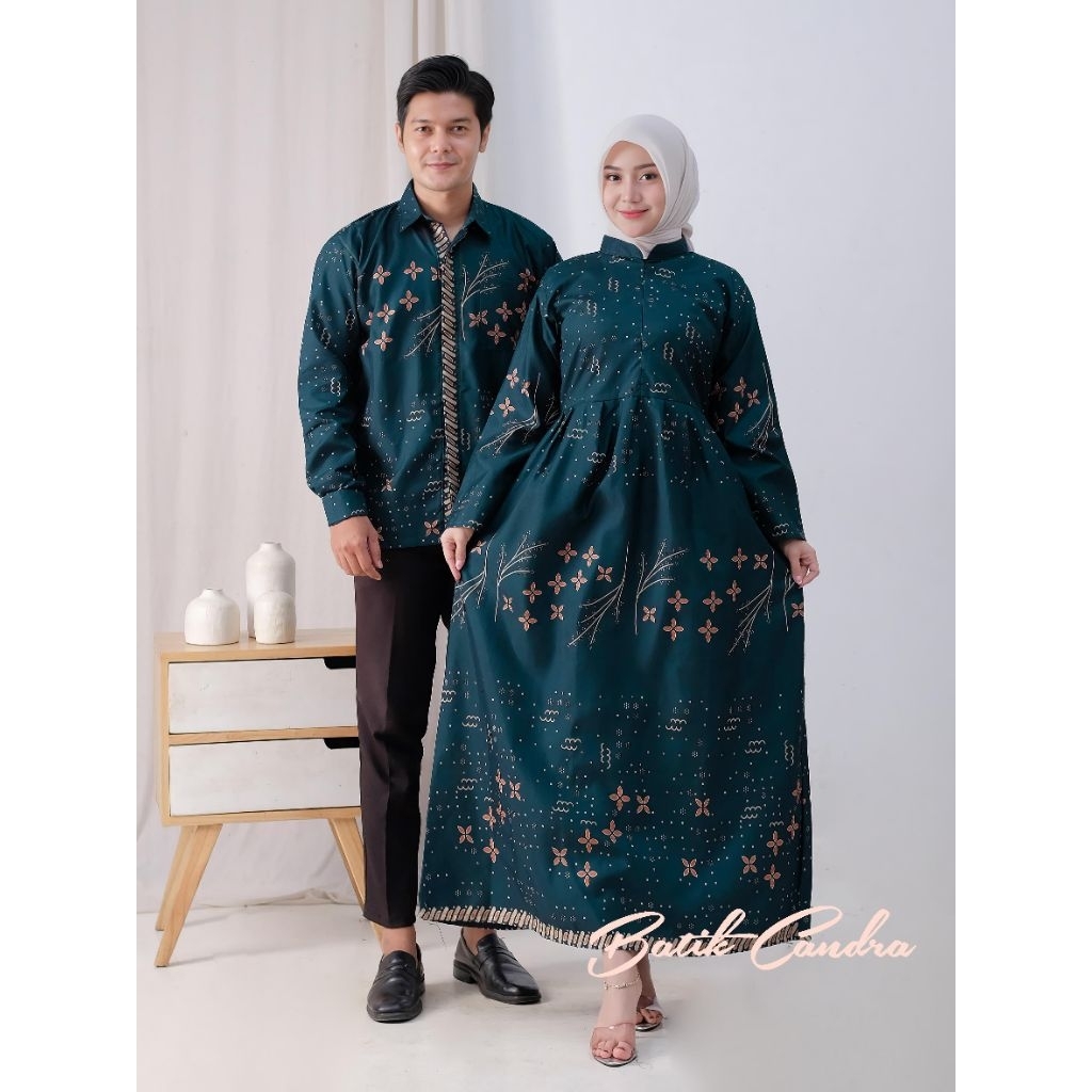 Gamis Batik Couple Baju Pasangan Sarimbit Suami Istri Serasi Kondangan Muslim Wear