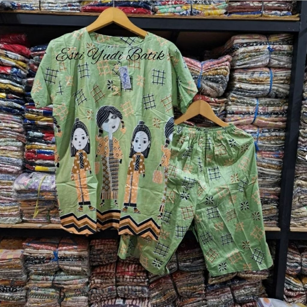 Setelan GOGO BABYDOL MOTIF TEJO WARNA Piyama lucu set Celana kulot Pendek 3/4 Bahan Rayon setelan wa