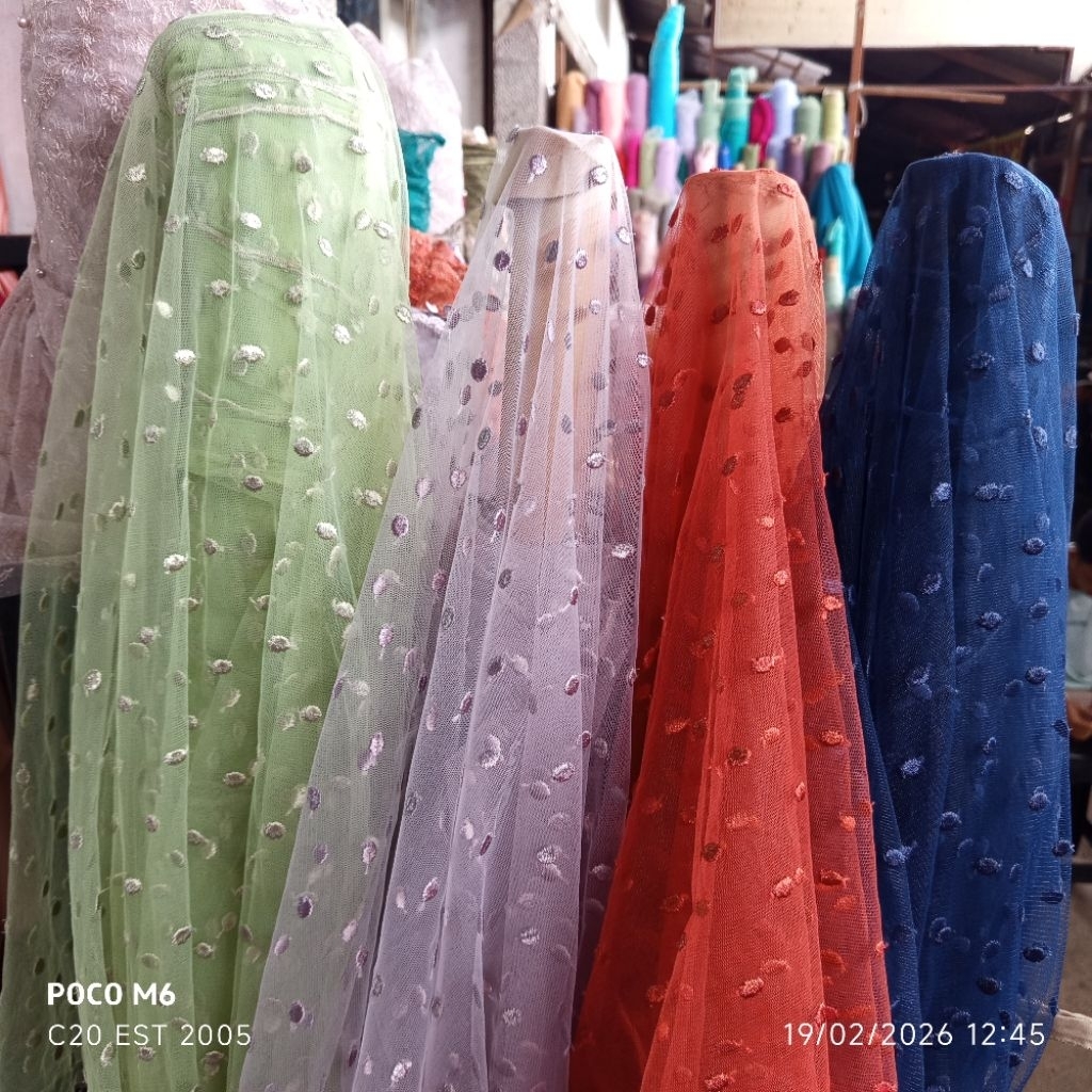 HARGA/0,5 M | BAHAN TILE DOT PREMIUM | KAIN TILE DOT TIMBUL | KAIN TULE DOT BORDIR | TULLE URAGIRI
