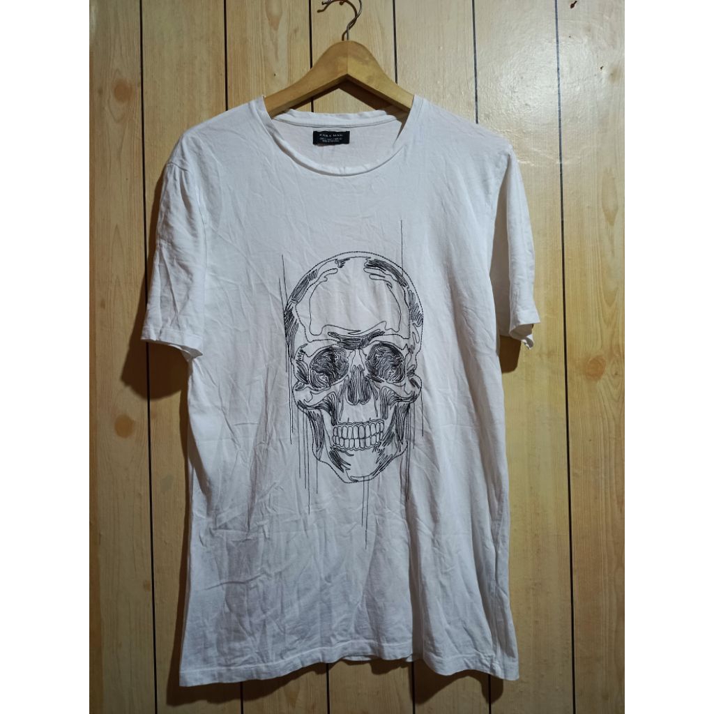 kaos Zara man bordir tengkorak