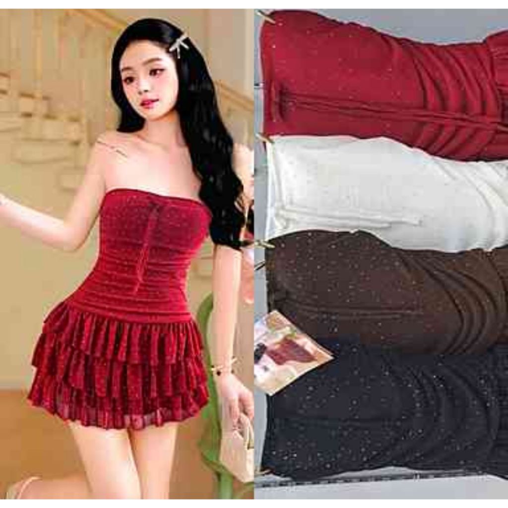 Jms  - 757 / Gaun wanita pendek sexy / mini dress kemben / mini dress payet mutiara / gaun mini/SF p