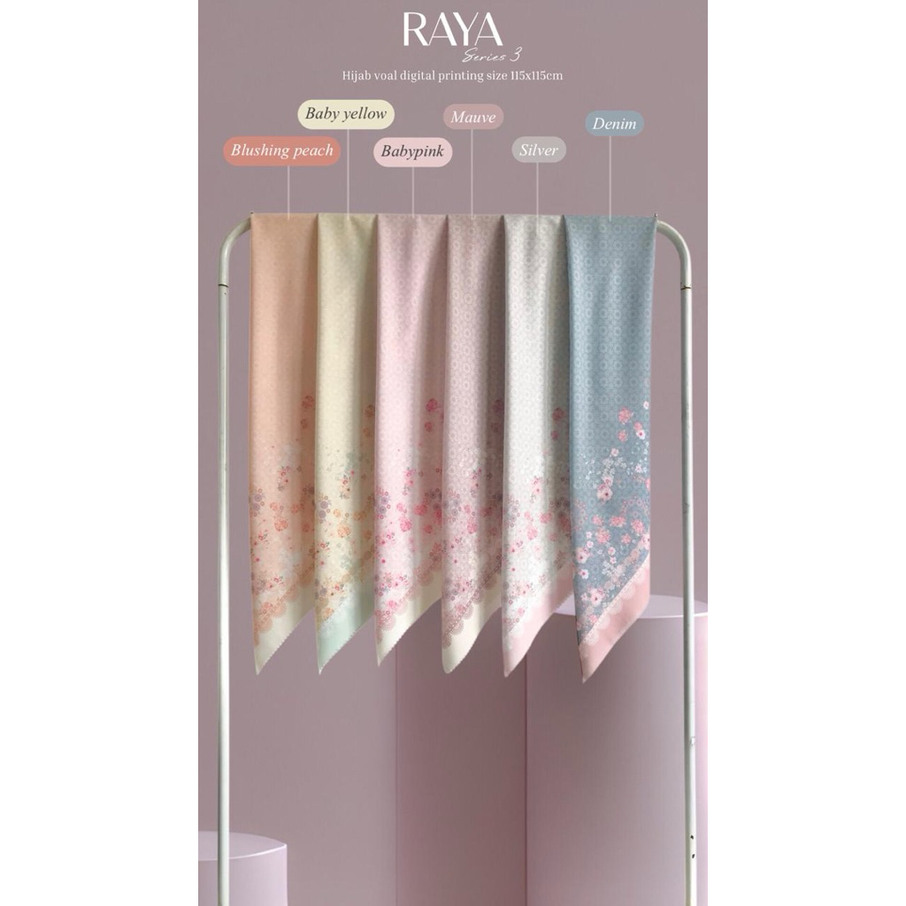 RAYA 3-HIJAB SEGIEMPAT VOAL - HIJAB PRINT MOTIF LASERCUT 115x115