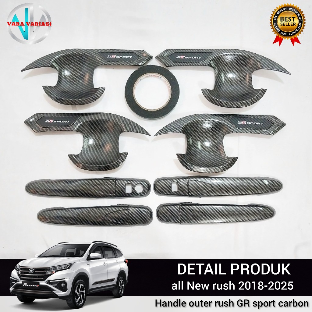 Cover Handle Dan Outer Pintu Mobil Toyota Rush GR SPORT 2018 - 2025 Carbon