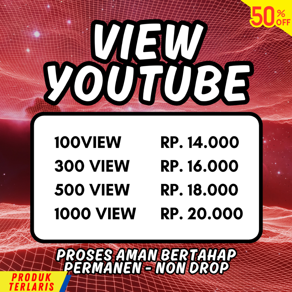 DISKON Paket Penonton YT View Like 1000 View Likes YouTube Permanen Non Drop Organik Promo Viewer Li