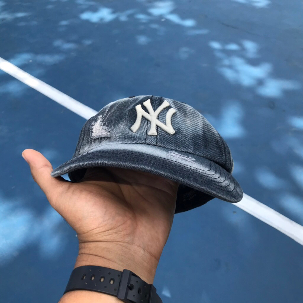 Newyork Yankees Denim Washed Ripped Pattern MLB Cap