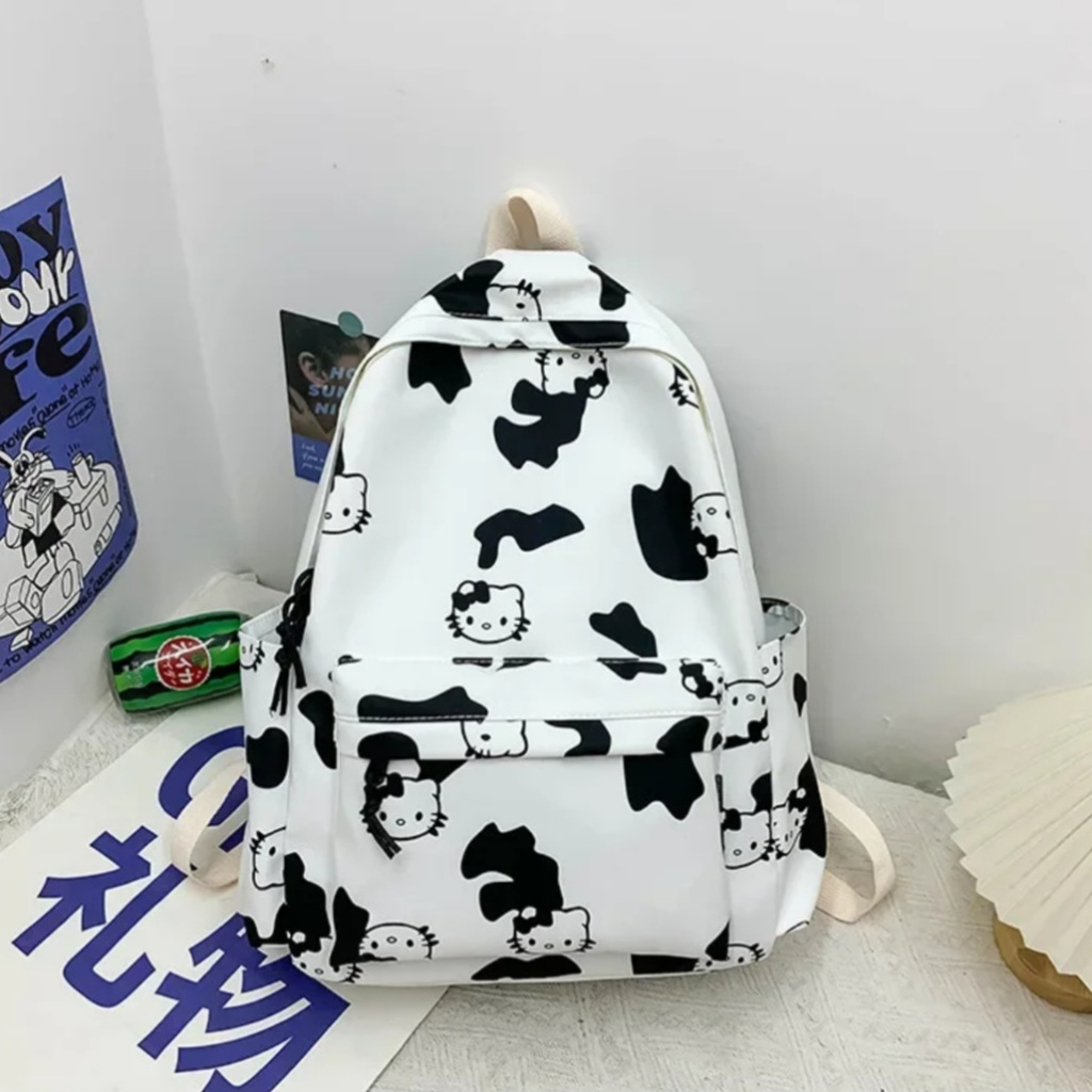 Ransel Mini Anak Karakter Hello kitty Hitam Putih Tas Sekolah Anak SD Lucu Korean Print