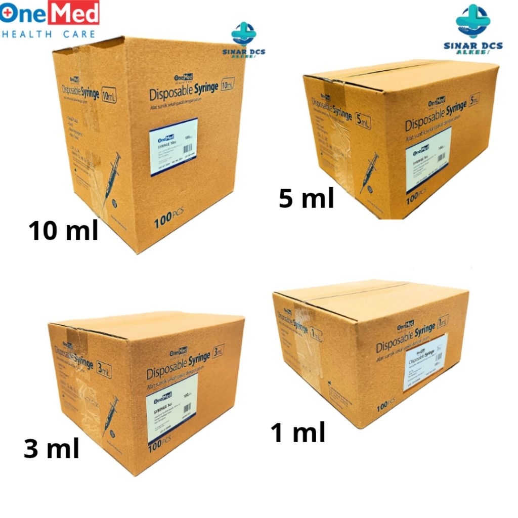 OneMed Syringe 1ml 3ml 5ml 10ml isi 100.Spuit 1cc 3cc 5cc 10cc