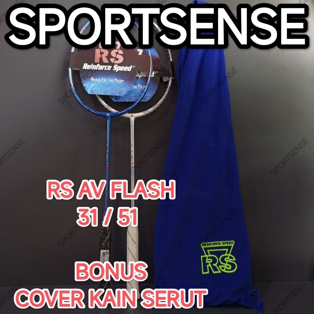 Raket Bulutangkis Badminton RS AV Flash 31 Control 51 Smash Original Bonus Cover Kain