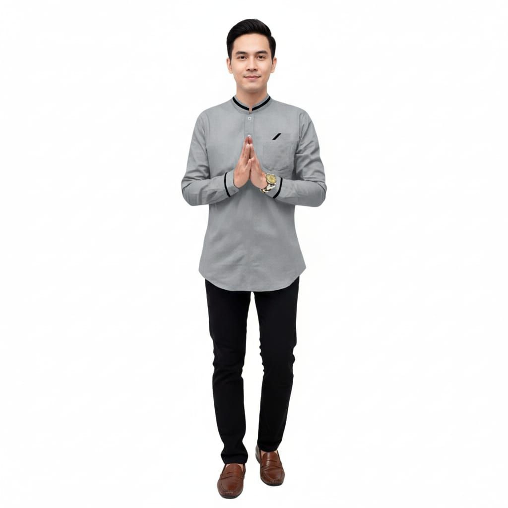 Koko Pria Atasan Qurta Polos Baju kemeja Muslim Dewasa Koko Qurta Raja Pakistan Rami