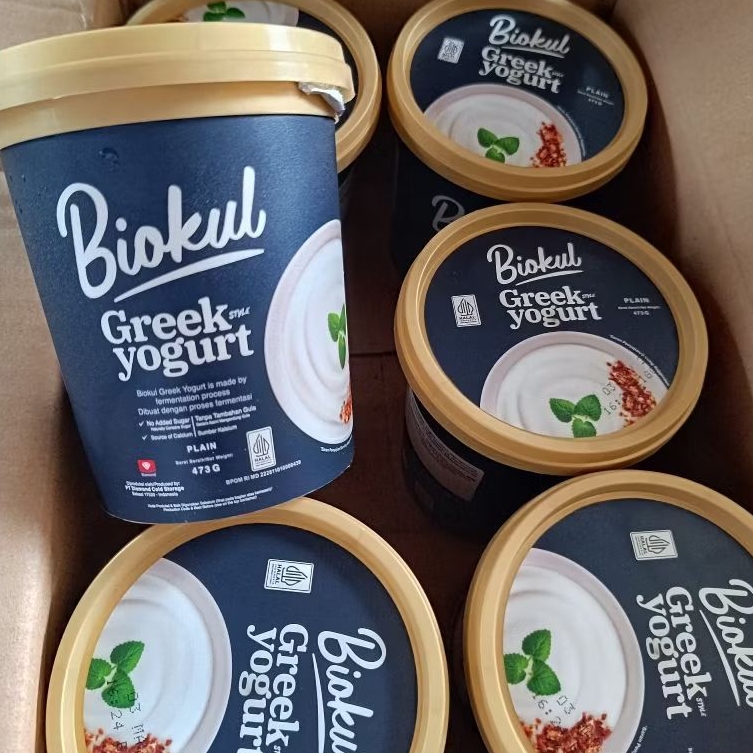 Yogurt Yunani Biokul Rasa Plain 473gr - Tinggi Protein, Probiotik, Tanpa Gula