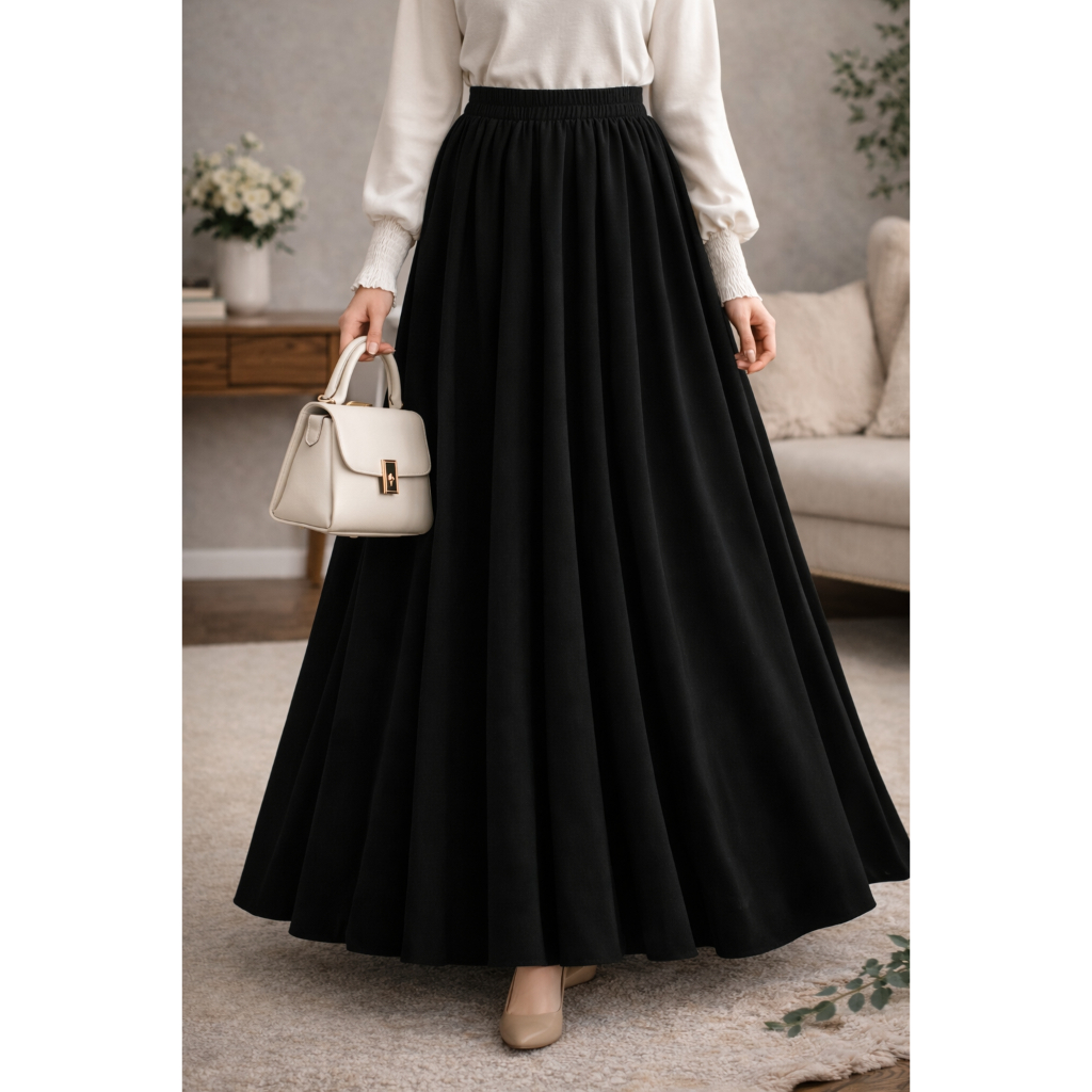 Bawahan Wanita Bahan WOLFIS Premium | Rok Kerja Lebar Polos High Waist Jumbo Tidak Menerawang Cocok Untuk Muslimah Kerja Kuliah by KaRINA