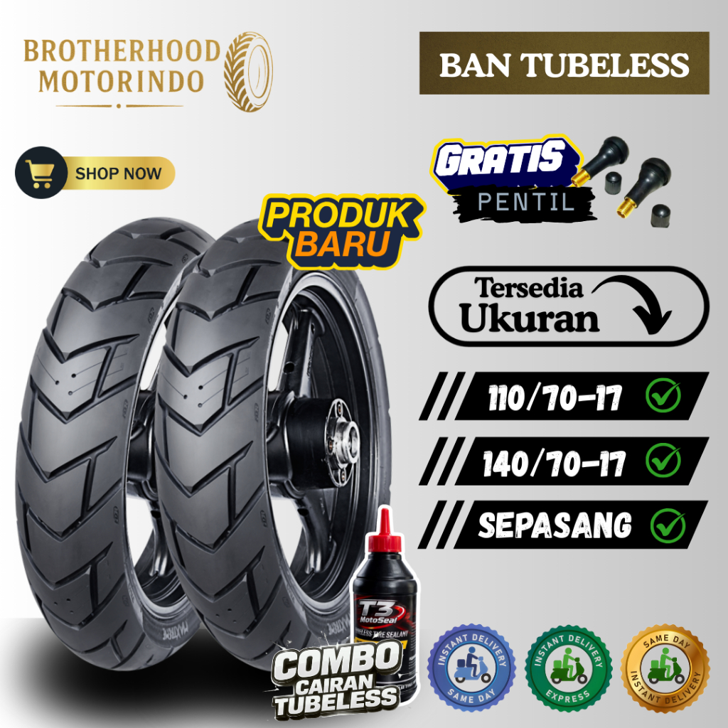 (PAKET SEPASANG) BAN FDR MAXTREME (110/70-17 / 140/70-17) TUBBELES / BAN MAXTREME TUBLES / BAN MOTOR