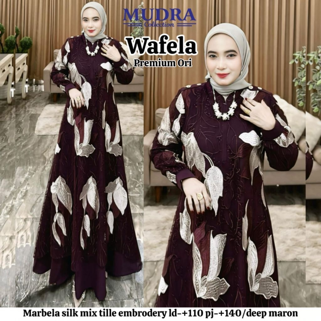 WAFELA DRESS BY MUDRA DRESS WANITA DRESS BAGUS KEKINIAN GAMIS MEWAH BAJU WANITA BAJU LEBARAN BAJU KO