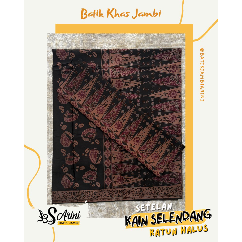 [ARINIbatik] BATIK JAMBI - Set Kain sarung Selendang / Bawahan Katun Halus Motif Kepak Lepas Biji Ko