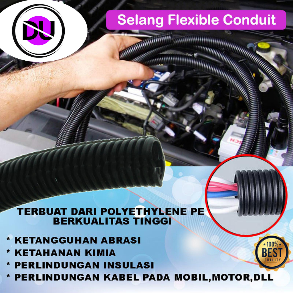 Selang Fleksibel Counduit Pipa Spiral Flexible Konduit Pengaman Kabel Listrik Selang Pembuangan Air 