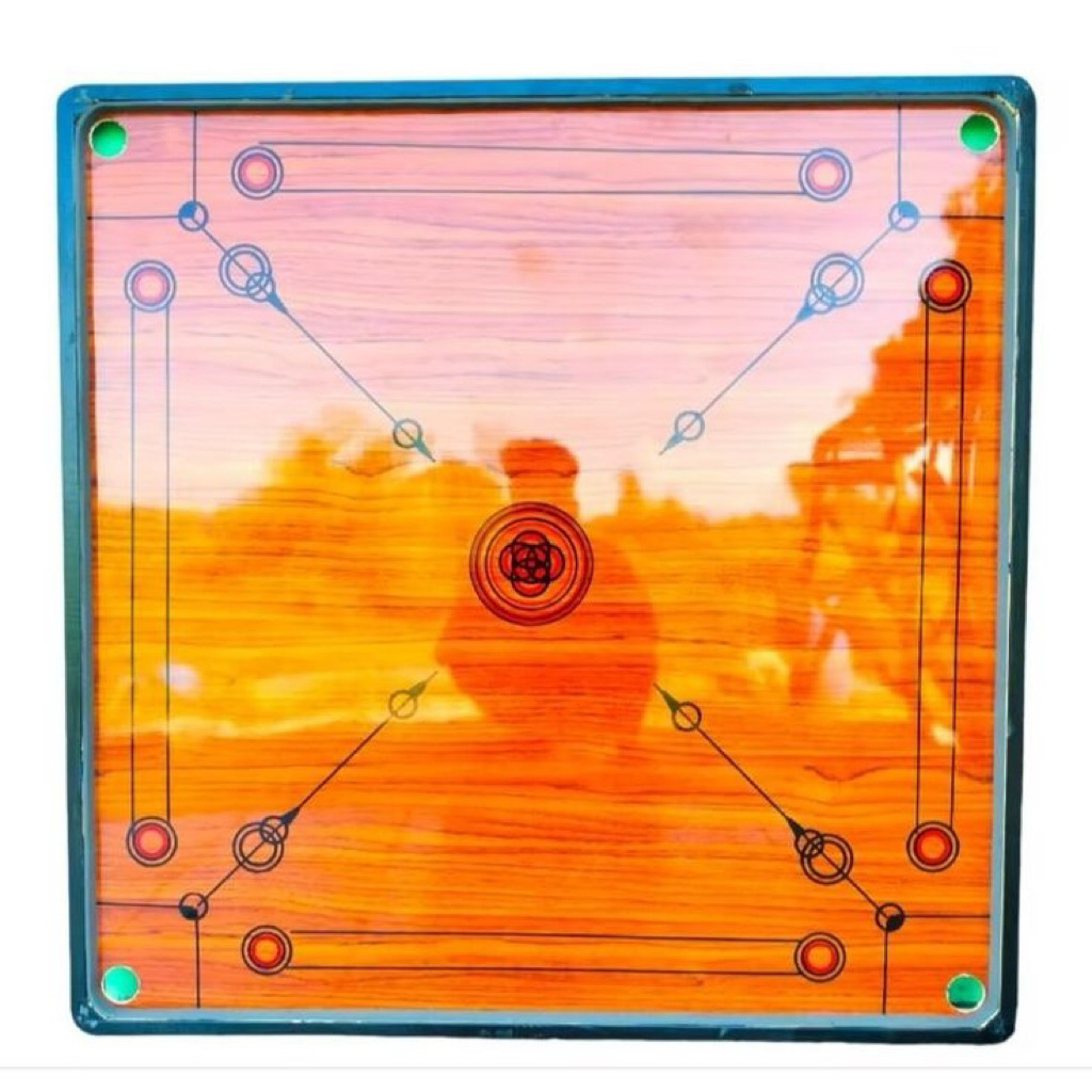 Meja Karambol Kecil 60x60cm Warna Coklat - Bonus Biji Karambol dan kristal