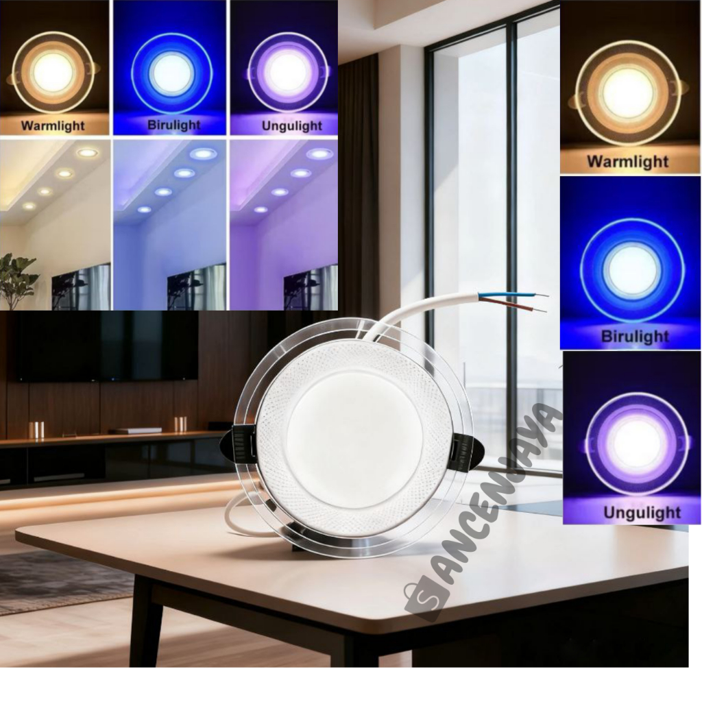 Downlight Lampu 3 Warna LED Super Terang Hemat Energi