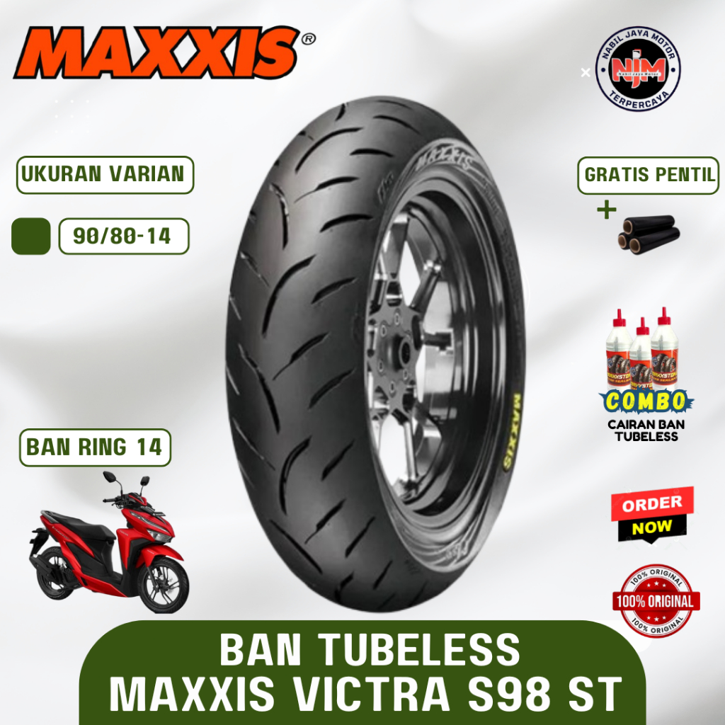 BAN TUBLES MAXXIS VICTRA 90/80 RING 14 MOTOR MATIC TUBELES ORIGINAL SOFT COMPOUND
