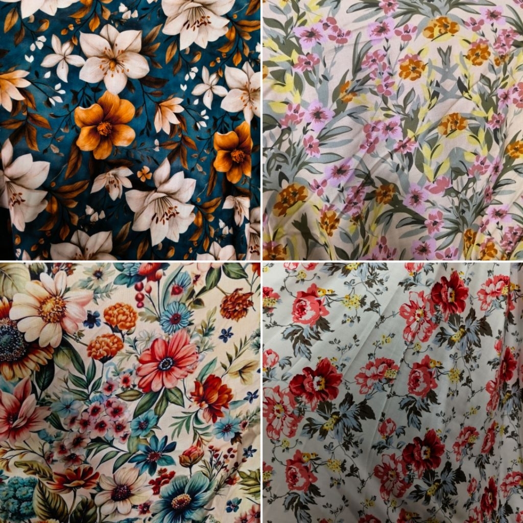 kain katun rayon premium - kain katun rayon viscose - kain rayon motif bunga - kain rayon motif best