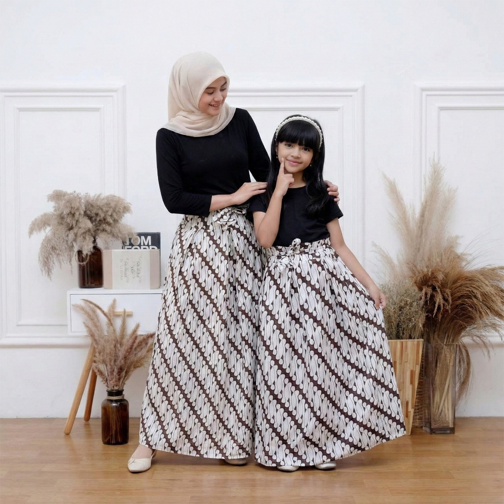 Rok Batik Panjang Payung Couple Dewasa Anak Wanita Parang Klasik Jumbo Seragam Keluarga Motif