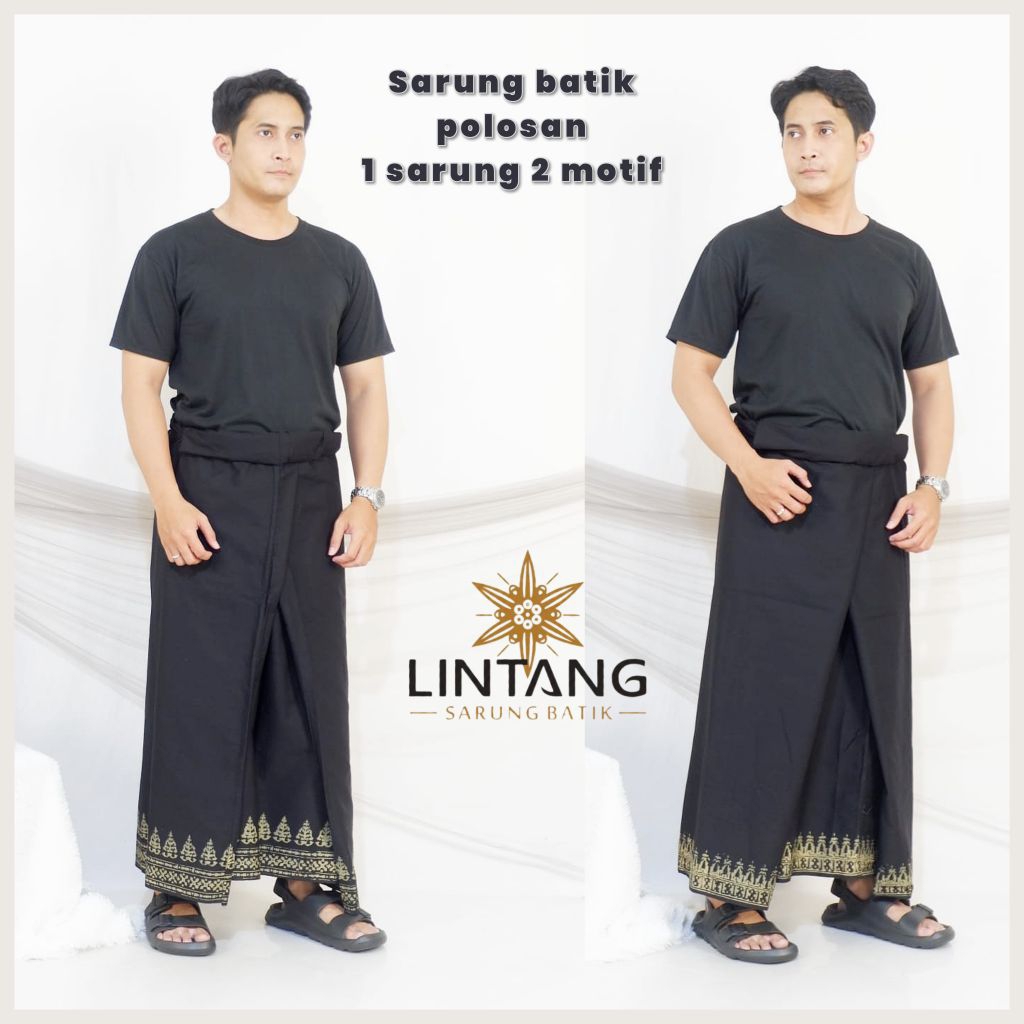 Sarung Batik Pria Polosan Warna Hitam Motif Simpel Eksklusif